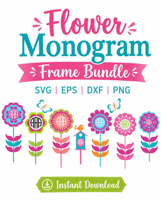 Spring Flower Monogram Frame SVG | Floral Monogram Cut File - JenCraft Designs