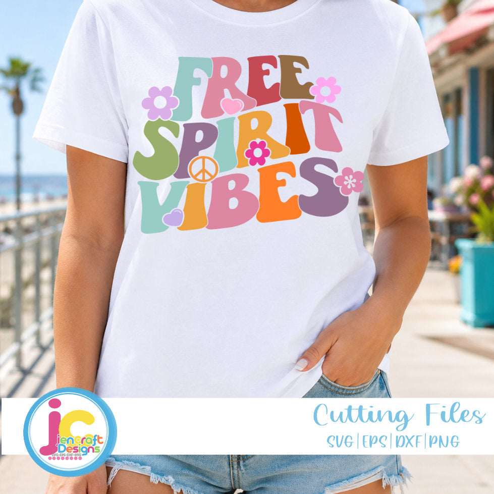 Free Spirit Vibes SVG | Retro Groovy Flower Quote Design