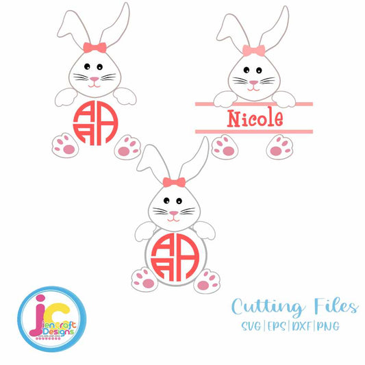 Easter SVG | Girl Bunny Monogram Frames SVG DXF PNG EPS Bundle