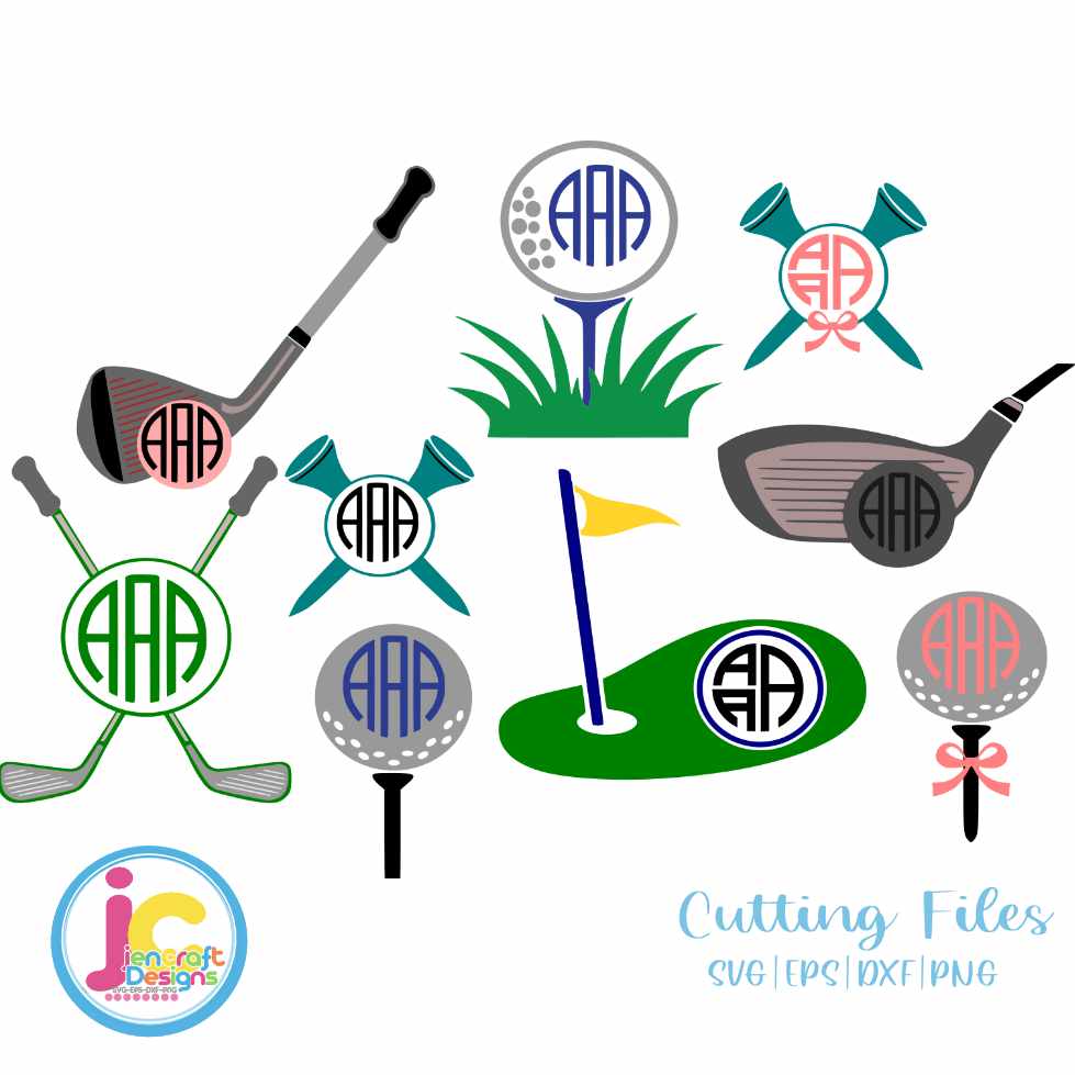 Golf Svg | Golfer Monogram Frame SVG EPS DXF PNG Bundle