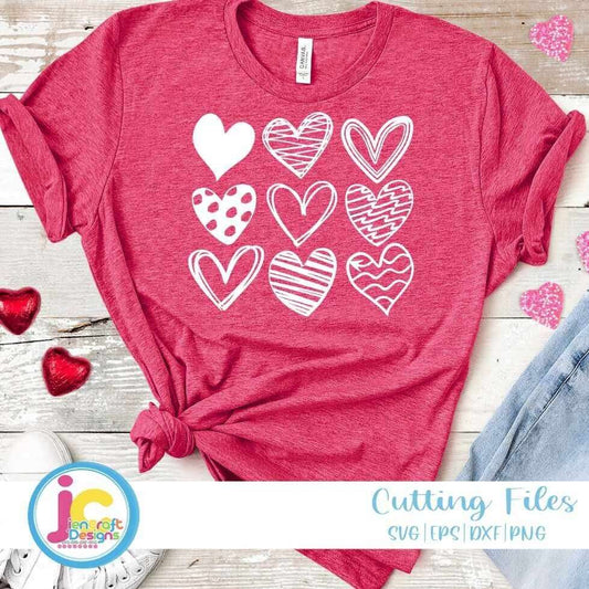 valentines-day-hearts-9-hearts-nine-doodle-hearts-valentines-nine-hearts-be-mine-valentine-svg-eps-dxf-png-files-cricut-sublimation