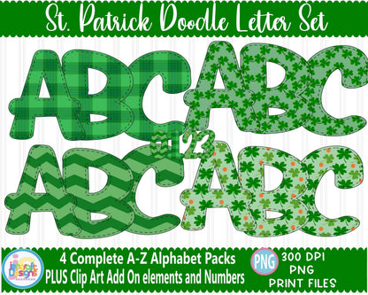 st-patricks-doodle-letters-stitched-alphabet-png-saint-patricks-day-upper-case-letters-png-sublimation-design-with-clipart
