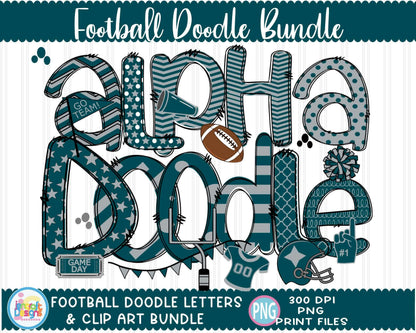 green-silver-football-alphabet-png-doodle-letters-bundle