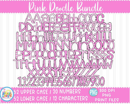 doodle-alphabet-png-pink-sublimation-letter-alpha-pack-png-doodle-font-png-sublimation-bundle-pink-dots-hand-drawn-print-file
