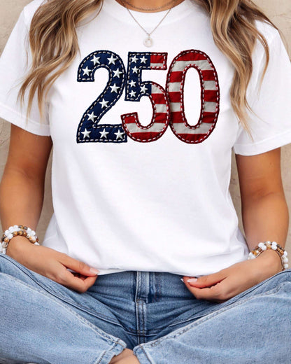 Patriotic 250th Anniversary PNG | USA 2026 Faux Embroidery digital download preview