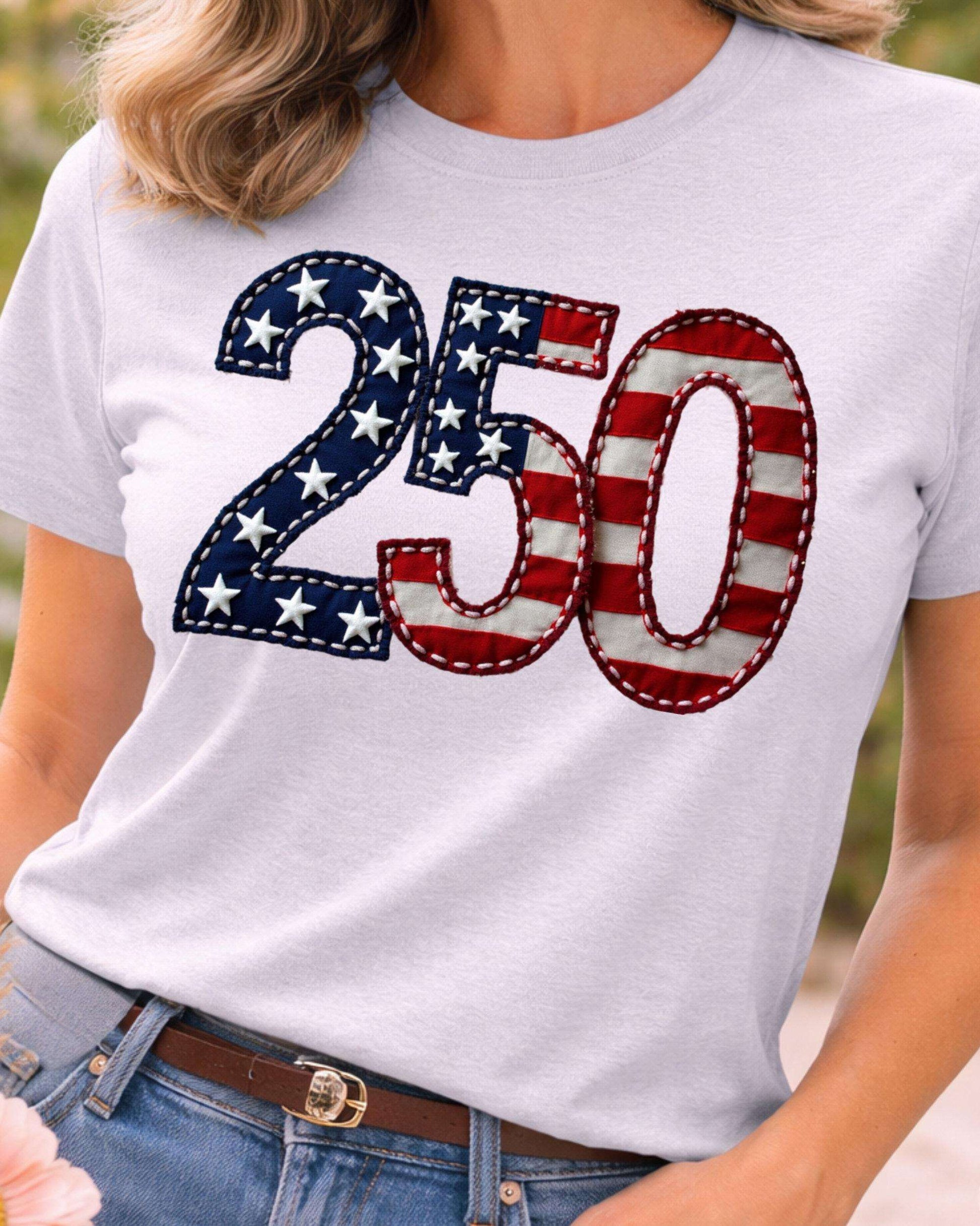 Patriotic 250th Anniversary PNG | USA 2026 Faux Embroidery digital download preview