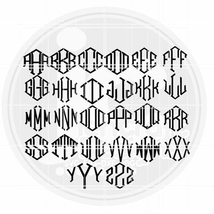 Diamond Monogram Alphabet svg | Alphabet SVG EPS DXF