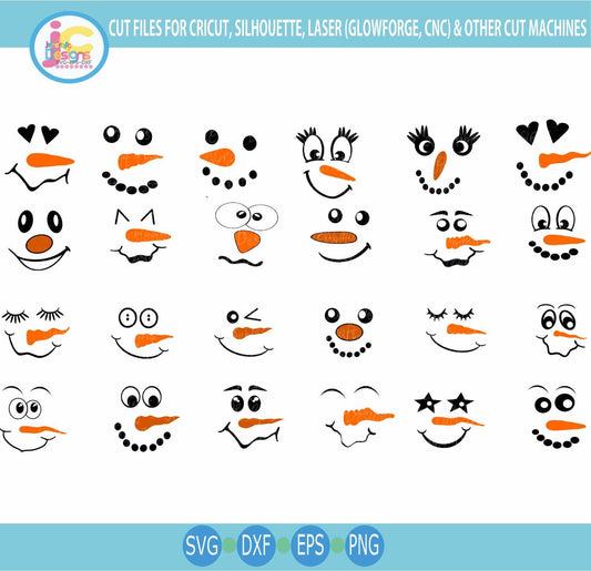 Snowman Face SVG Bundle | Christmas Cut File SVG EPS DXF PNG
