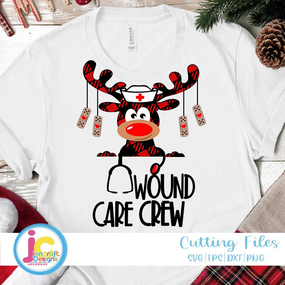 buffalo-plaid-moose-svg-wound-care-christmas-reindeer-nurse-svg-christmas-svg-rn-clipart-svg-eps-cut-file-png-print-sublimation-design