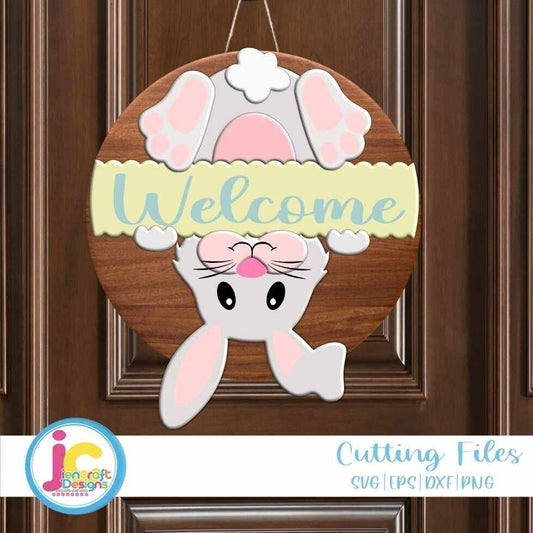 Easter svg |  Welcome Sign Bunny Tail Door Sign SVG EPS DXF PNG