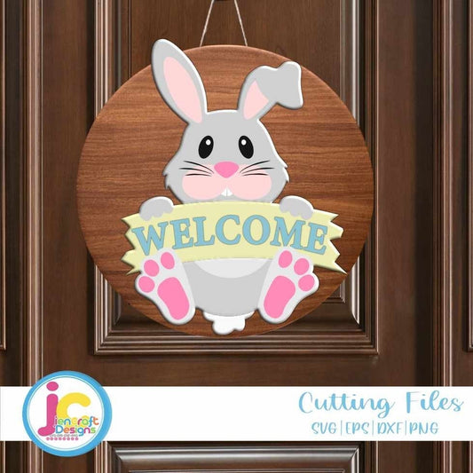 Easter svg |  Welcome Sign Easter Bunny Tail Door Sign SVG EPS DX