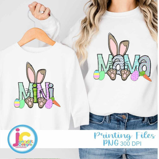 Easter Png | Mama Bunny Mini Bunny PNG Sublimation File