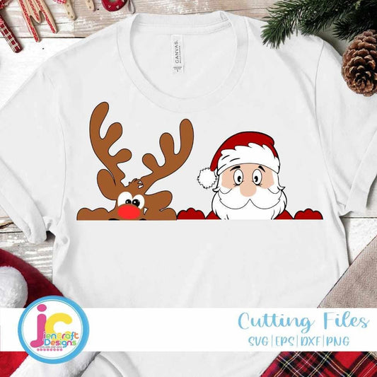 Christmas Svg | Peeping Santa, Peeping Reindeer SVG EPS DXF PNG