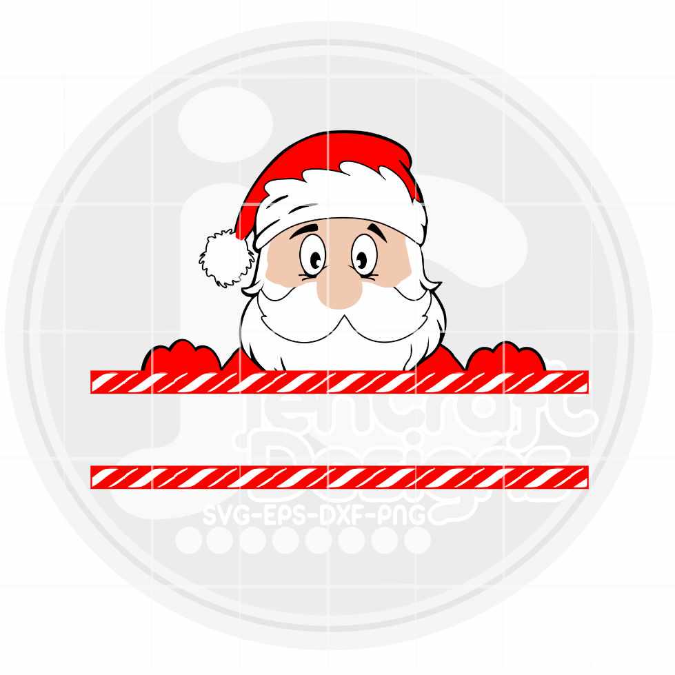 Christmas Svg | Peeping Santa Split Monogram Frame SVG EPS DXF PNg