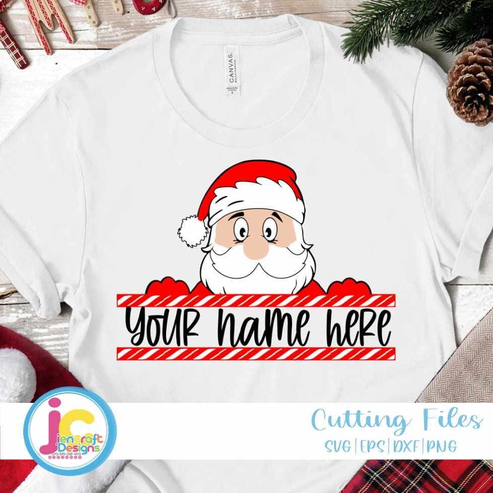 Christmas Svg | Peeping Santa Split Monogram Frame SVG EPS DXF PNg