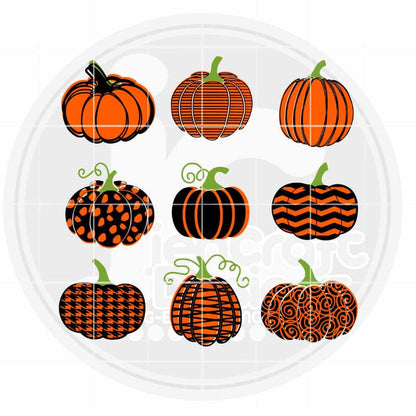 Fall Svg | 9 Pattern Pumpkins SVG EPS DXF PNG