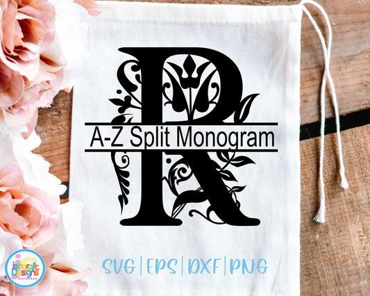 Split Monogram Svg | Regal Alphabet SVG EPS DXF PNG