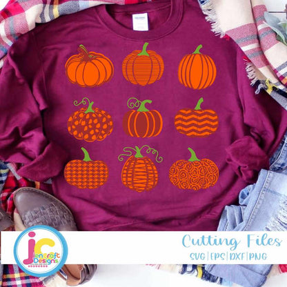 Fall Svg | 9 Pattern Pumpkins SVG EPS DXF PNG