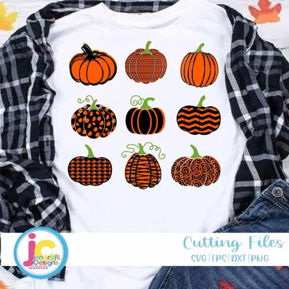 Fall Svg | 9 Pattern Pumpkins SVG EPS DXF PNG