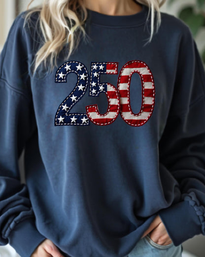 Patriotic 250th Anniversary PNG | USA 2026 Faux Embroidery digital download preview