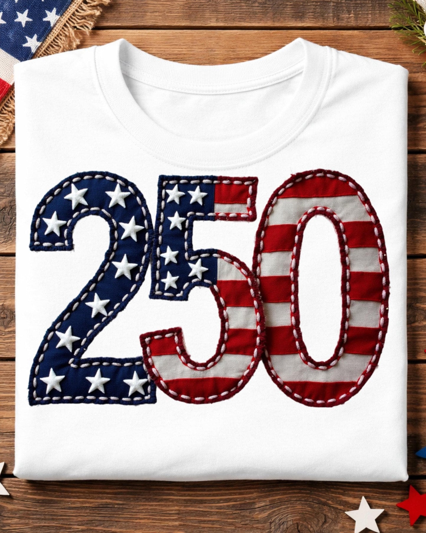 Patriotic 250th Anniversary PNG | USA 2026 Faux Embroidery digital download preview