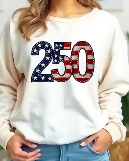 Patriotic 250th Anniversary PNG | USA 2026 Faux Embroidery digital download preview
