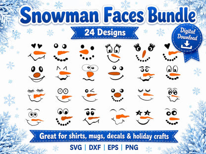Snowman Face SVG Bundle | Christmas Cut File SVG EPS DXF PNG