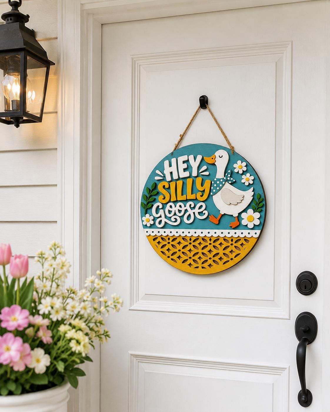 Silly Goose Door Hanger SVG | Laser Cut Goose Sign for Cricut