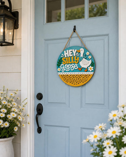 Silly Goose Door Hanger SVG | Laser Cut Goose Sign for Cricut
