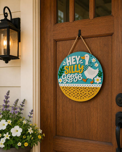 Silly Goose Door Hanger SVG | Laser Cut Goose Sign for Cricut