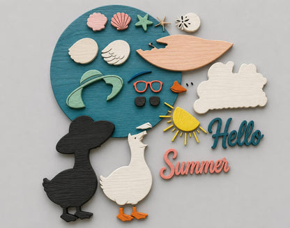 Hello Summer Goose SVG | Laser Cut Door Hanger for Glowforge
