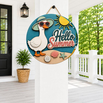 Hello Summer Goose SVG | Laser Cut Door Hanger for Glowforge