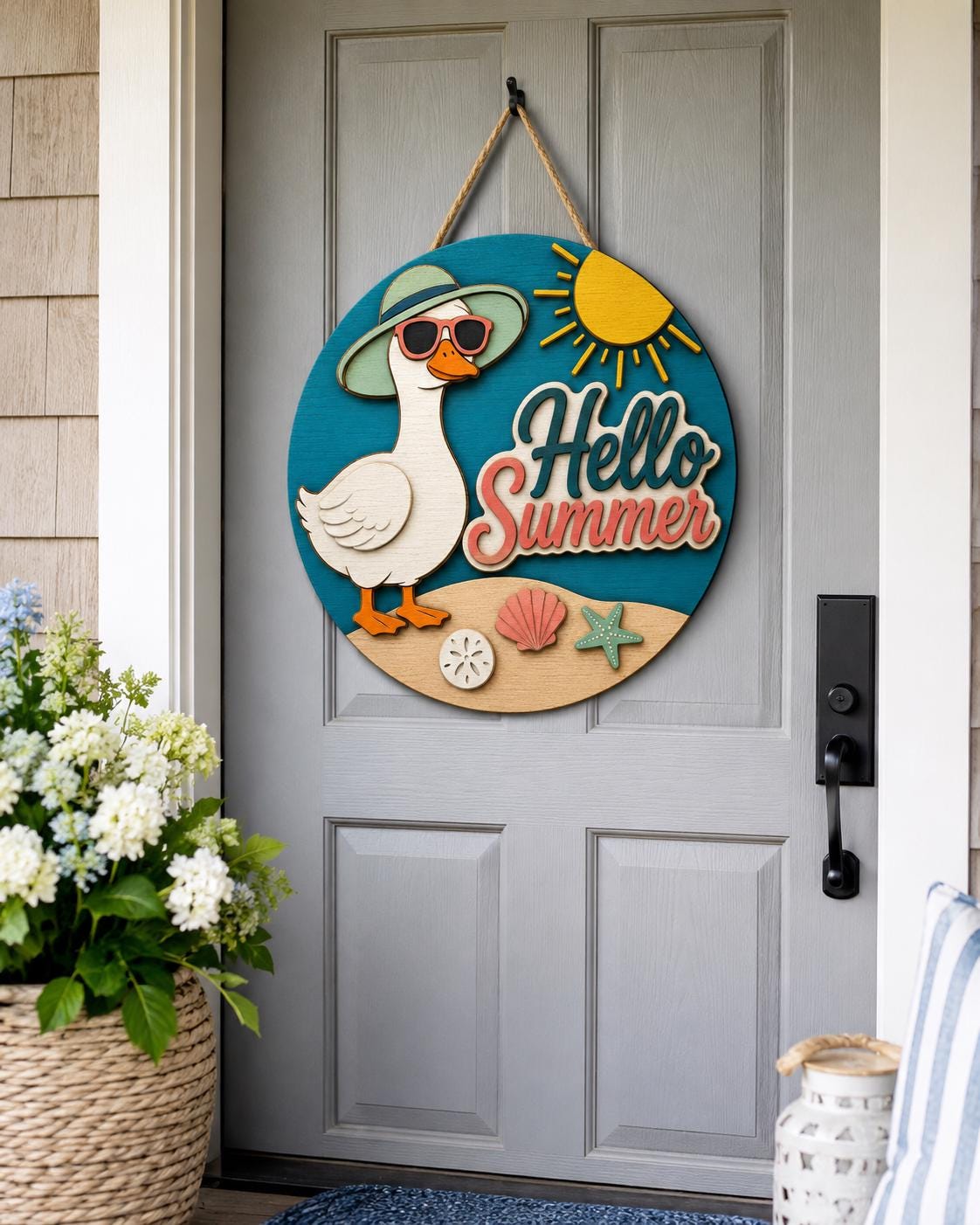 Hello Summer Goose SVG | Laser Cut Door Hanger for Glowforge
