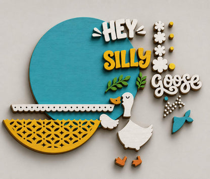 Silly Goose Door Hanger SVG | Laser Cut Goose Sign for Cricut