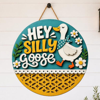 Silly Goose Door Hanger SVG | Laser Cut Goose Sign for Cricut