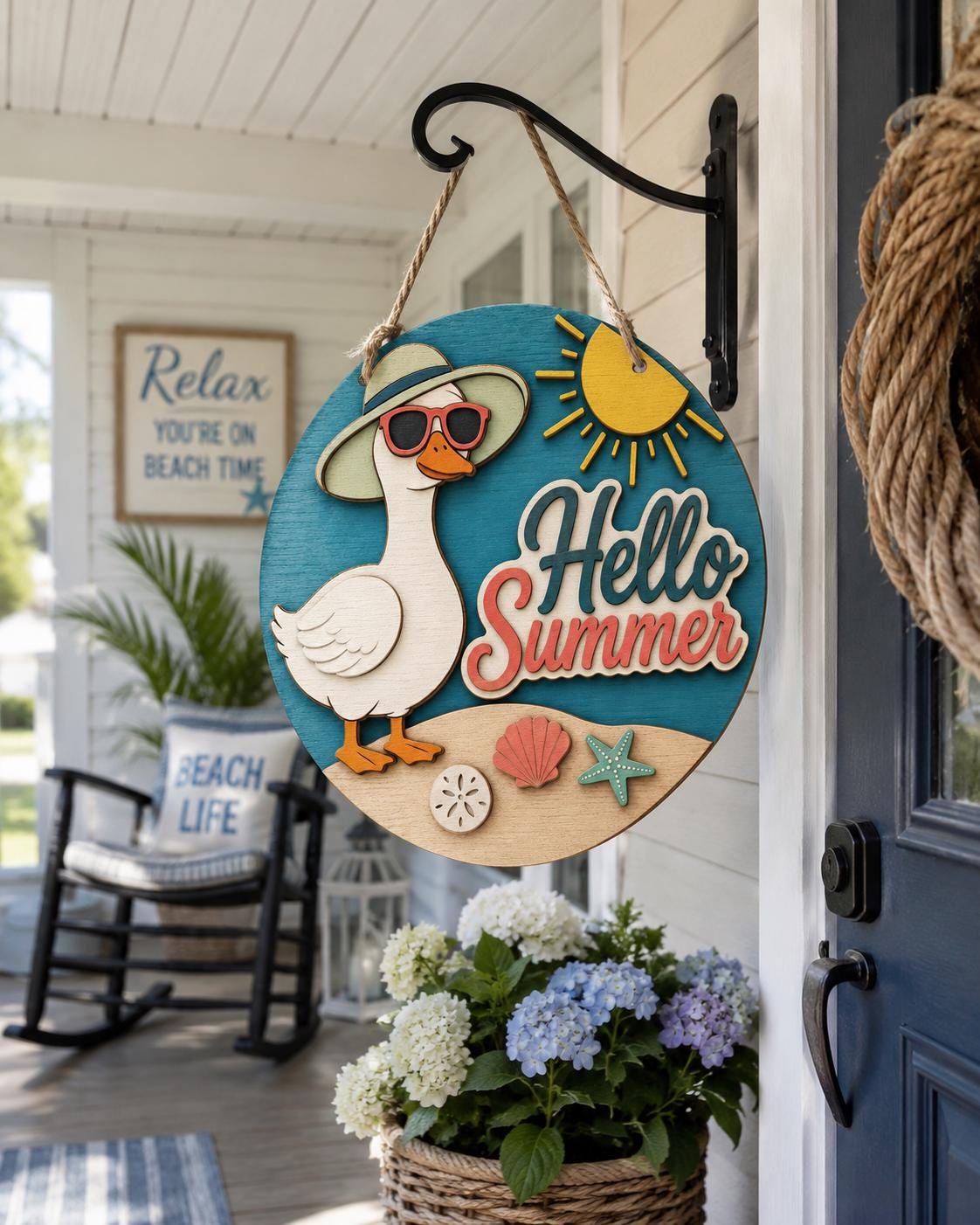 Hello Summer Goose SVG | Laser Cut Door Hanger for Glowforge
