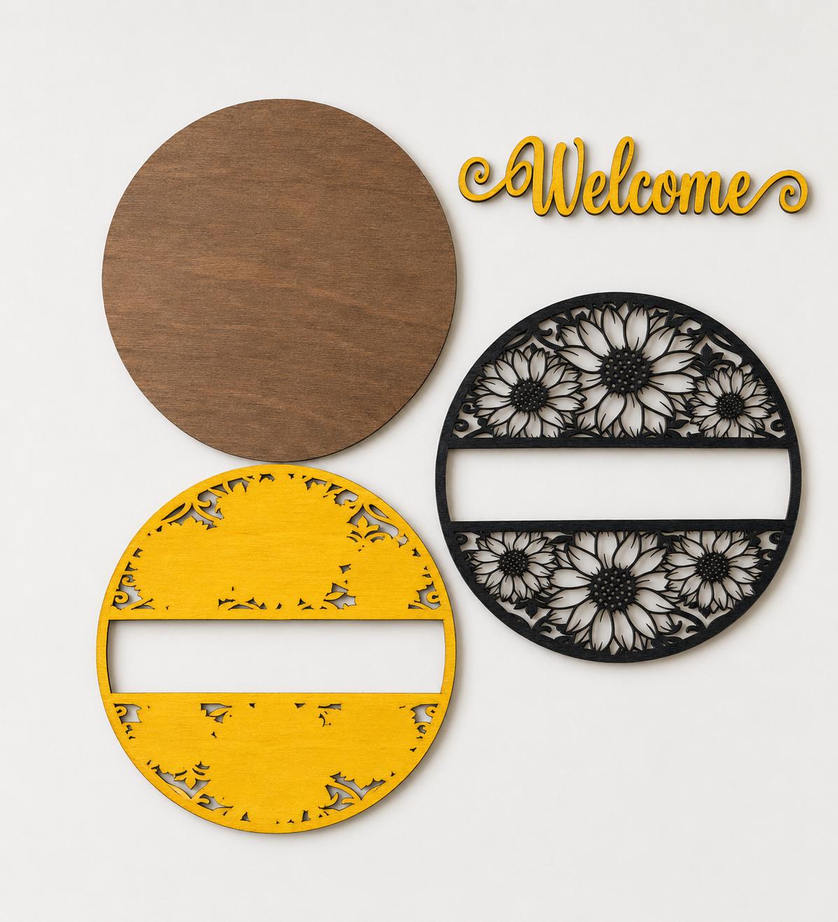 Sunflower Welcome Sign SVG | Summer Door Hanger Laser Cut File