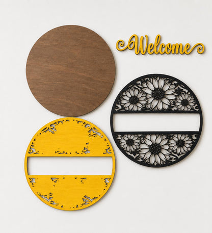 Sunflower Welcome Sign SVG | Summer Door Hanger Laser Cut File