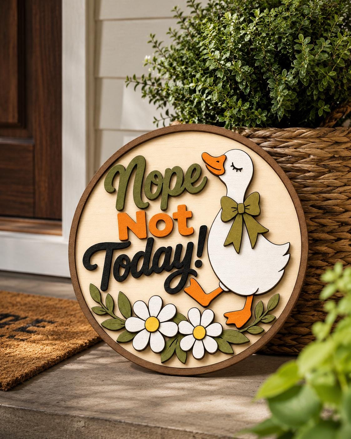 Nope Not Today Goose SVG | Funny Door Sign Laser Cut File SVG PNG