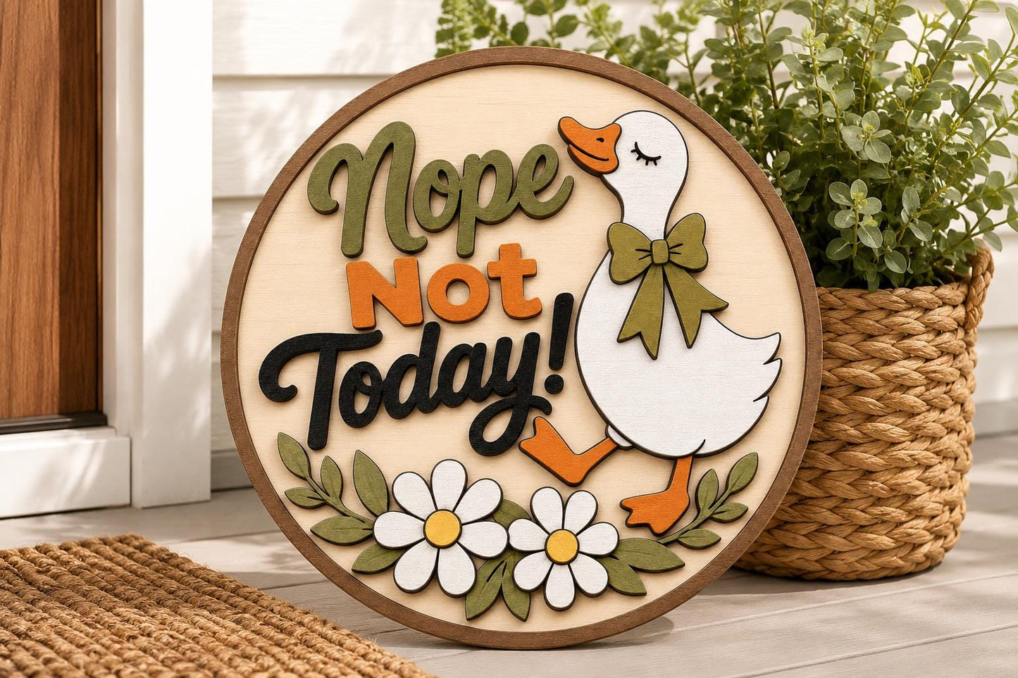 Nope Not Today Goose SVG | Funny Door Sign Laser Cut File SVG PNG