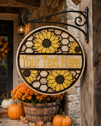 Sunflower Door Hanger SVG Bundle | Summer Welcome Sign Laser Cut Files SVG PNG