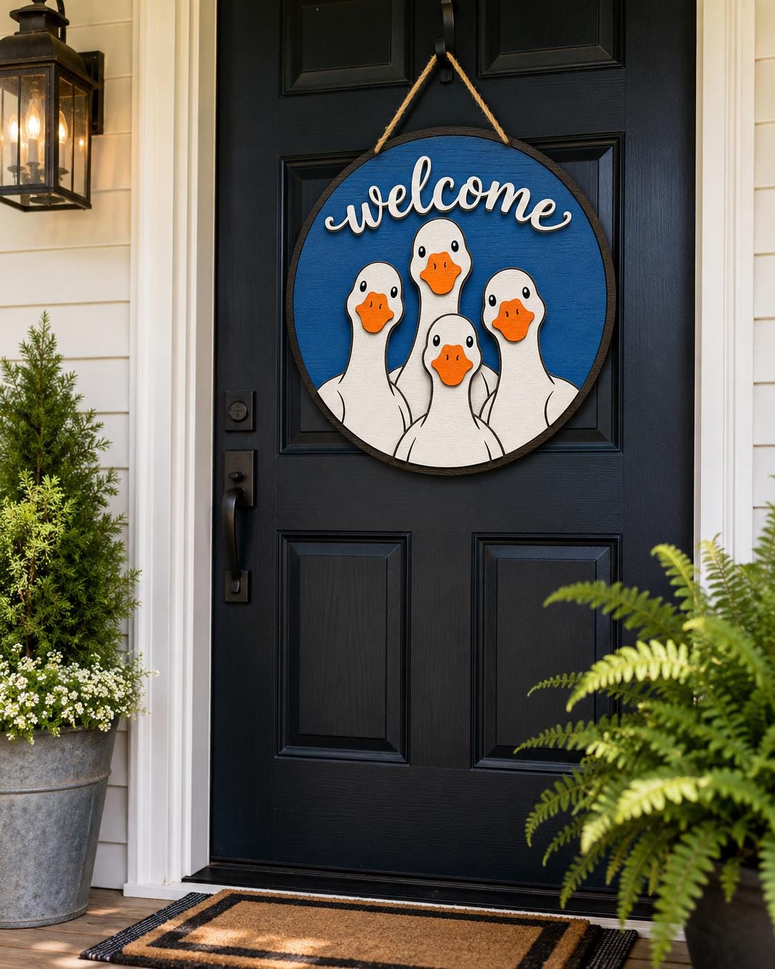 Welcome Goose SVG | Goose Family Door Sign Laser Cut File SVG PNG