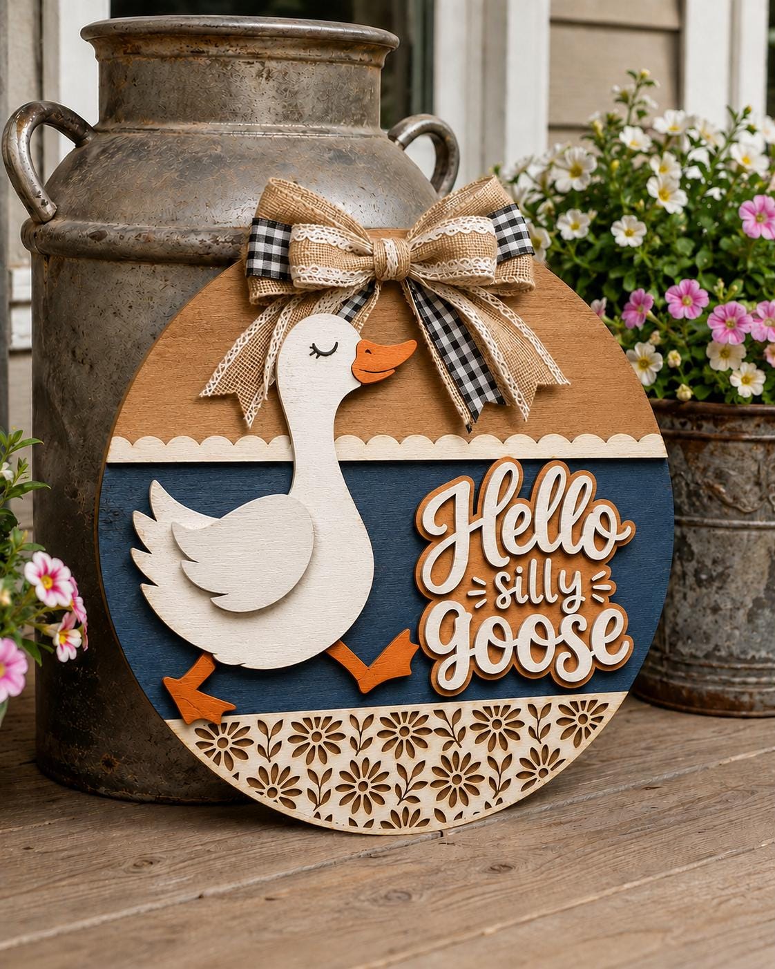 Hello Silly Goose SVG | Layered Goose Door Sign Cut File SVG PNG