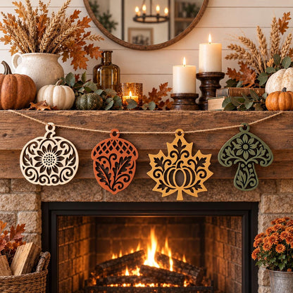 Fall Lace Ornament SVG Bundle | Pumpkin Acorn Maple Mushroom
