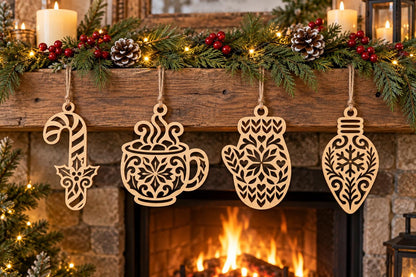 Christmas Laser Cut SVG Bundle | Candy Cane Cocoa Mitten