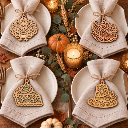 Thanksgiving Laser Cut SVG Bundle | Turkey Cornucopia Pie
