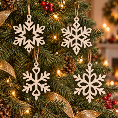 Snowflake SVG Ornament Bundle | Heart Crystal Laser Cut