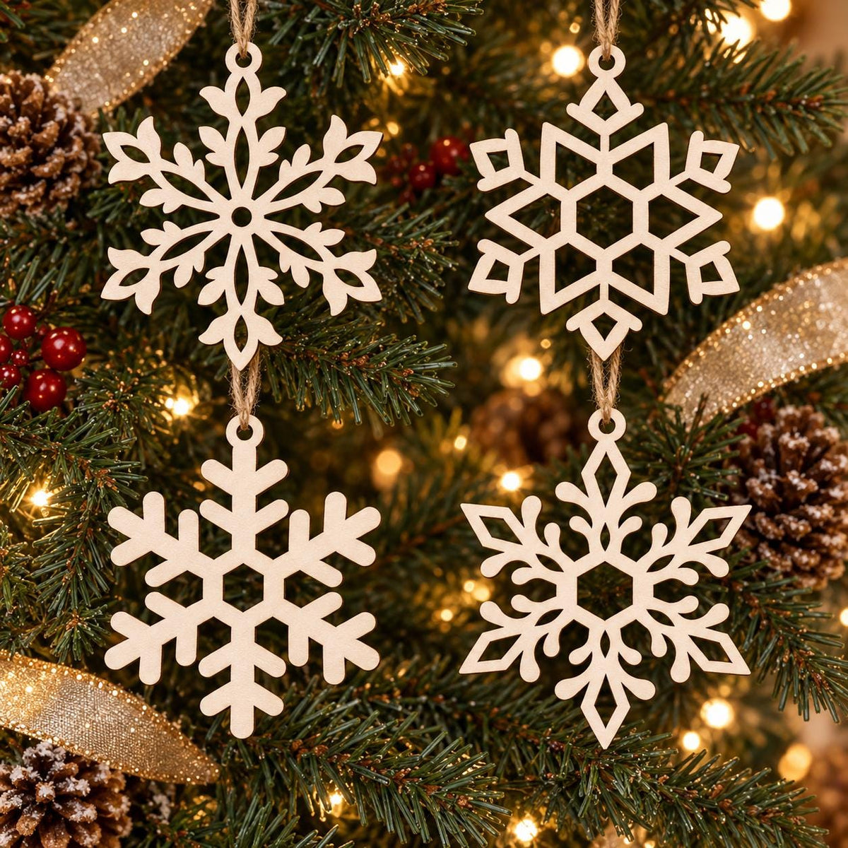 Snowflake SVG Ornament Bundle | Botanical Geometric Laser Cut