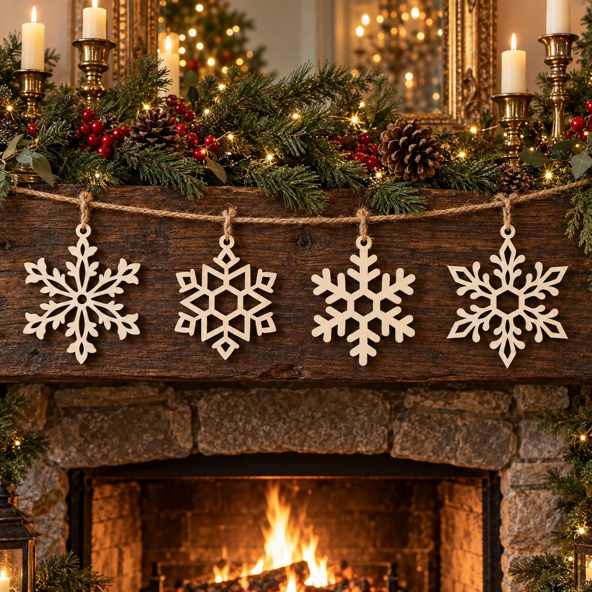 Snowflake SVG Ornament Bundle | Botanical Geometric Laser Cut