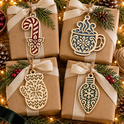 Christmas Laser Cut SVG Bundle | Candy Cane Cocoa Mitten